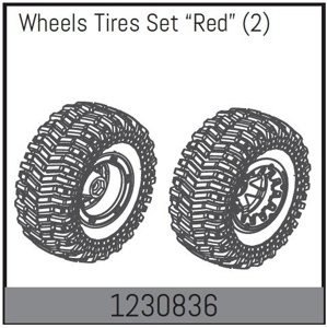 1230836 - Beadlock Wheel Set128*65mm - Red (2) RC auta RCobchod