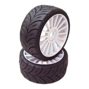 1/8 GT Sport gumy HARD nalepené gumy, šedé disky, 2ks. Kola RCobchod