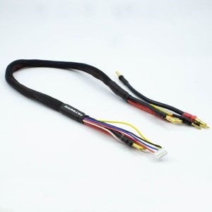 2 x 2S černý nabíj. kabel G4/G5 v černé ochranné punčoše - dlouhý 600mm - (4mm, 3-pin XH) Konektory a kabely RCobchod