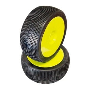 1/8 MICRO PIN COMPETITION OFF ROAD gumy nalepené gumy, SUPER SOFT směs, žluté disky, 2ks. Kola RCobchod